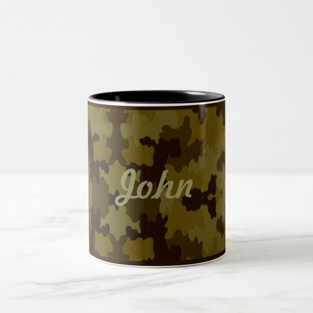 Taza Bicolor Mug de camo oscuro personalizado (Centro)