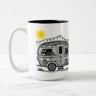 Taza Bicolor Mug de campo retro en flor