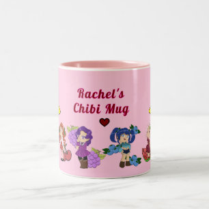 Taza Bicolor Mug de caracteres de fruta de Chibi personalizado