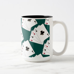 Taza Bicolor Mug. de cartas de juego de cuatro ases