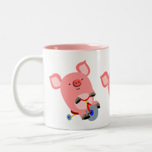 Taza Bicolor Mug de cerdo de triciclo de Personalizado cutáneo