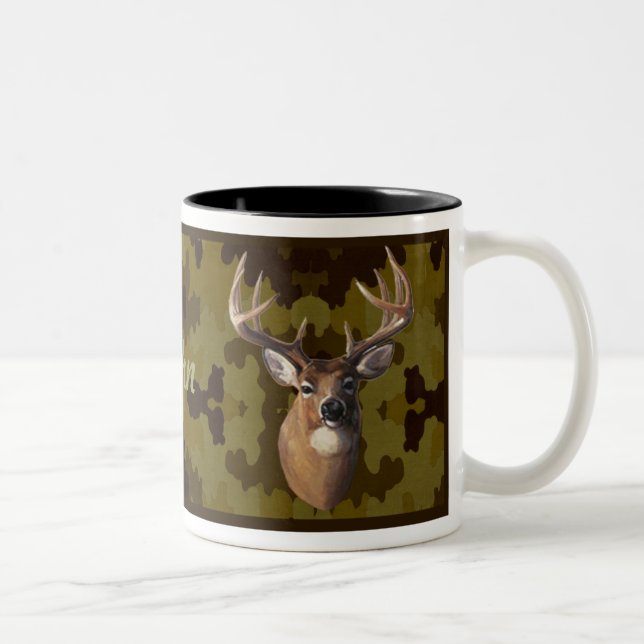 Taza Bicolor Mug de ciervo de camo oscuro personalizado (Derecha)