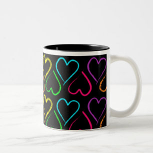 Taza Bicolor Mug de corazón colorido