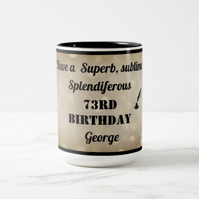 Taza Bicolor Mug de cumpleaños 73 personalizada (Centro)