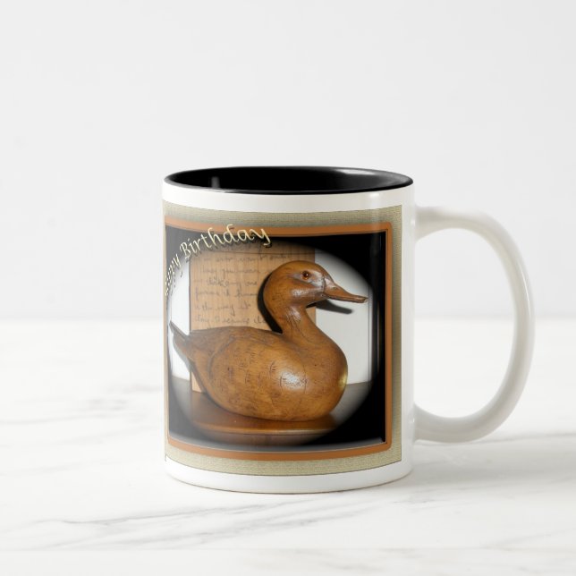 Taza Bicolor Mug de cumpleaños de pato de madera (Derecha)