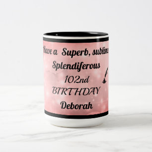 Taza Bicolor Mug de cumpleaños número 102 personalizada