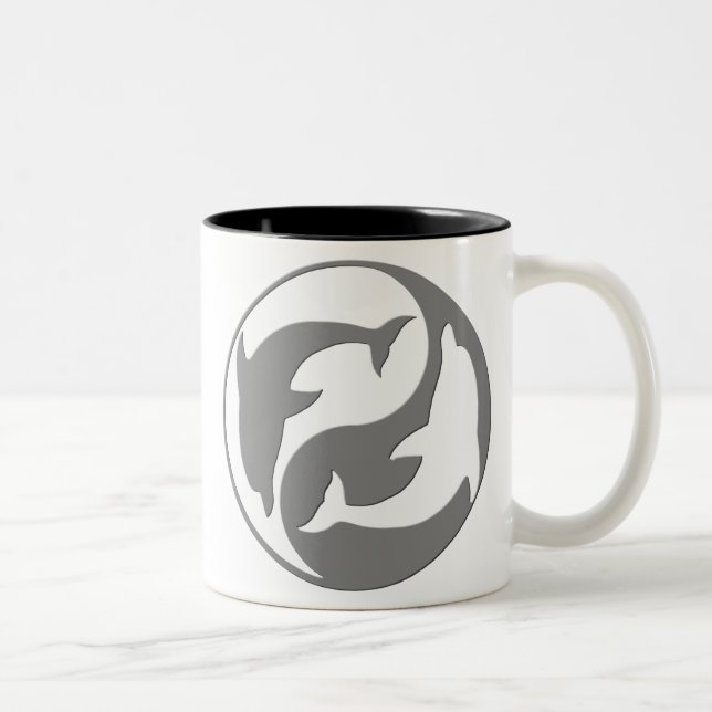 Taza Bicolor Mug de delfines yang gris y blanco (Derecha)
