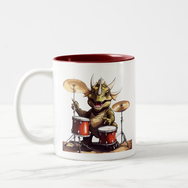 Taza Bicolor Mug de Dino-mite Drummer Kid (Izquierda)