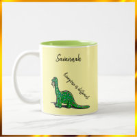 Mug de dinosaurio amarillo y verde