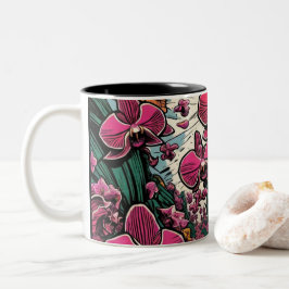 Taza Bicolor Mug de diseño de arte orquídea