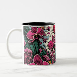 Taza Bicolor Mug de diseño de arte orquídea