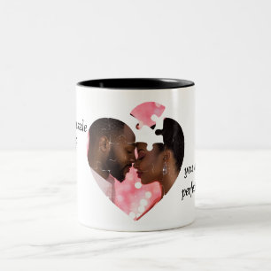 Taza Bicolor Mug de diseño del corazón del rompecabezas