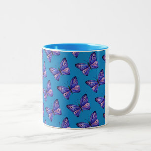 Taza Bicolor Mug De Dos Tones De Mariposas Púrpura