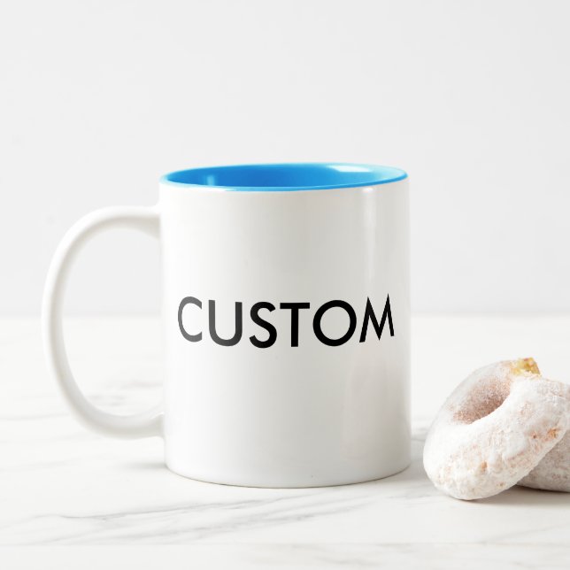 Taza Bicolor Mug de dos tonos azul claro personalizado (Con donut)