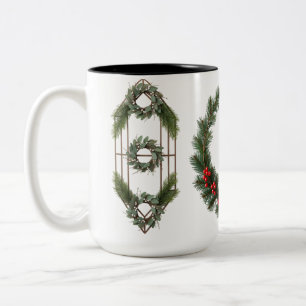 Taza Bicolor Mug De Dos Tonos Clásicos De La Guirnalda De Woodl