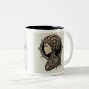 Taza Bicolor Mug de dos tonos de mujer mecánica, 11 oz
