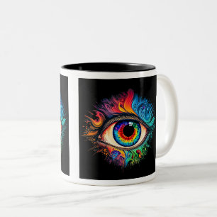 Taza Bicolor Mug de dos tonos de ojos psicodélicos, 11 oz
