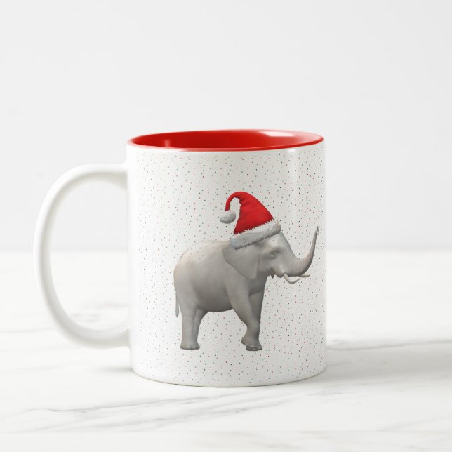Taza Bicolor Mug de elefantes blancos Navidades (Izquierda)