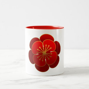 Taza Bicolor Mug. de elemento de flor chino