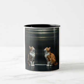 Taza Bicolor Mug de elevador de gato puramente cómico