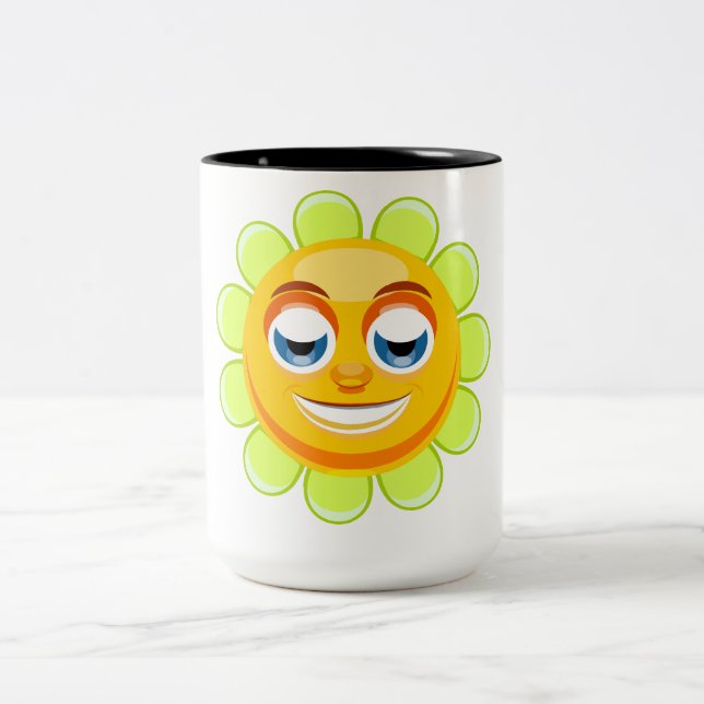 Taza Bicolor Mug de flor sonriente (Centro)