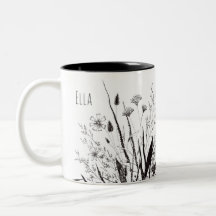 Mug de flores silvestres personalizadas con escrit