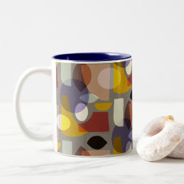 Taza Bicolor Mug de formas abstractas de modo medio