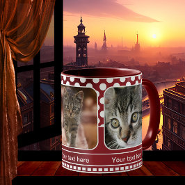 Taza Bicolor Mug de fotos de gato personalizado de color rojo