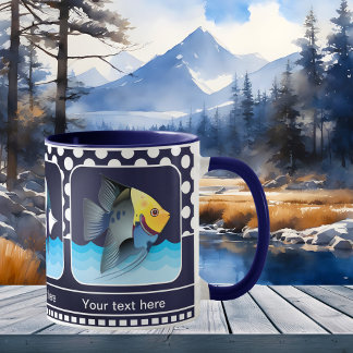 Taza Bicolor Mug de fotos náuticas azul de la marina clásica