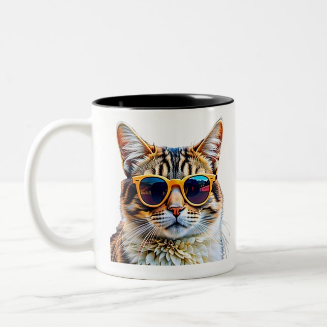 Taza Bicolor Mug de gato elegante (Izquierda)