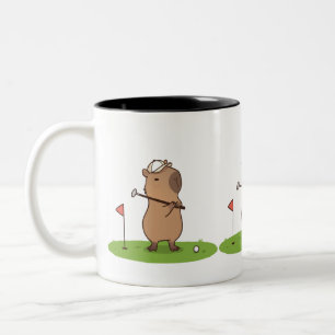 Taza Bicolor Mug de golf Capybara Funny Golfer Coffee Cup