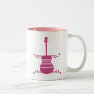 Taza Bicolor Mug de guitarra retro, magenta