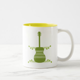Taza Bicolor Mug de guitarra retro, verde oliva