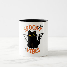 Taza Bicolor Mug de Halloween con cara de gato de vibración esp