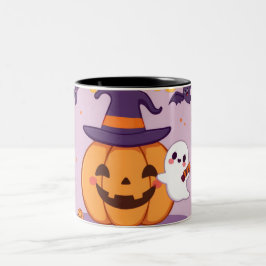 Taza Bicolor Mug de Halloween lindo - Calabaza de Kawaii, fanta