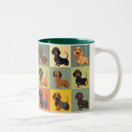 Taza Bicolor Mug de imágenes de perro de Dachshund