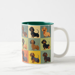 Taza Bicolor Mug de imágenes de perro de Dachshund