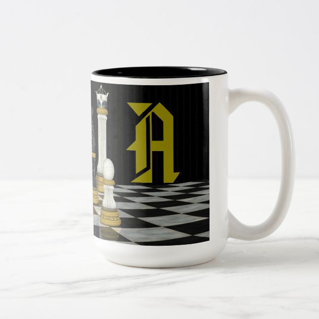 Taza Bicolor Mug de jugador de ajedrez monograma (Derecha)
