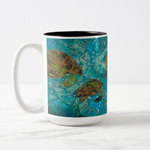 Taza Bicolor Mug de la hindú de las tortugas realzada por mosai