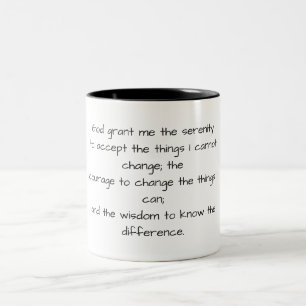 Taza Bicolor Mug de la oración de la serenidad negra y blanca