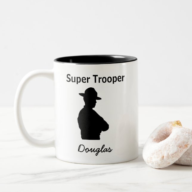 Taza Bicolor Mug de la patrulla de carreteras (Con donut)