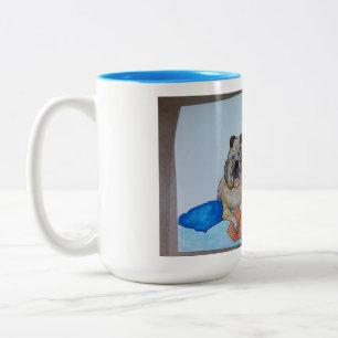 Taza Bicolor Mug de lectura de bulldog