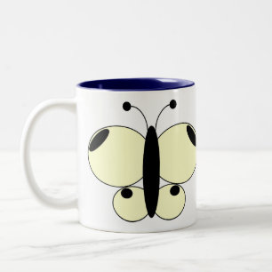 Taza Bicolor Mug de mariposa de color lindo - blanco grande