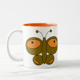 Taza Bicolor Mug de mariposa de color lindo - Marrón pradera