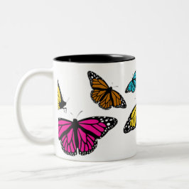 Taza Bicolor Mug de mariposas coloridas