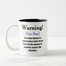Mug de mensaje de advertencia personalizado