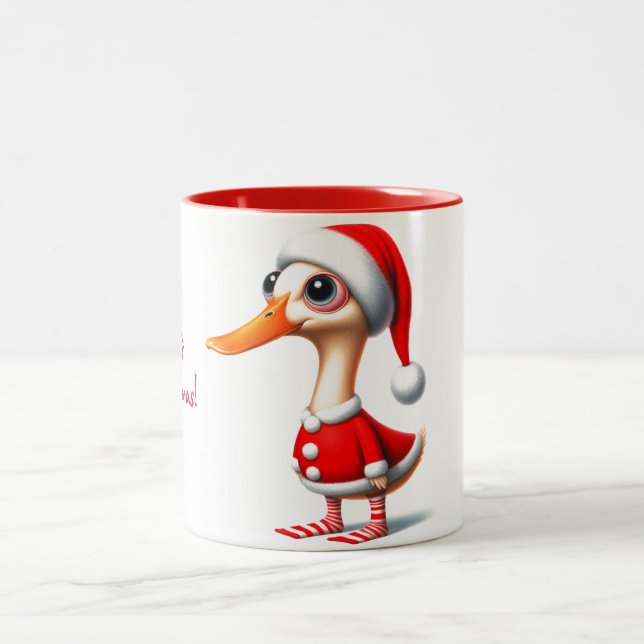 Taza Bicolor Mug de Navidades de pato animados (Centro)