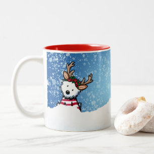 Taza Bicolor Mug de Navidades de renos kiniArt Westie