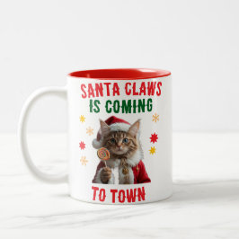 Taza Bicolor Mug de Navidades gatos de Santa Clawga