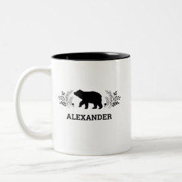 Taza Bicolor Mug de oso blanco negro personalizado